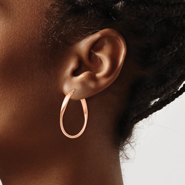 Leslie's Sterling Silver Rose Gold-plated Polished Hoop Earrings - Image 3