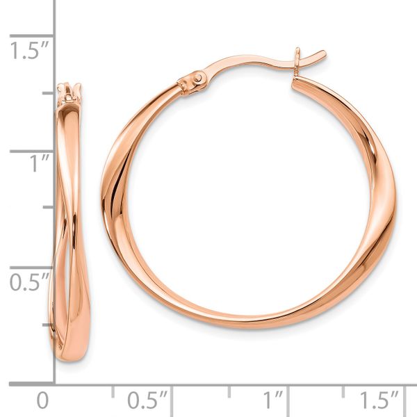 Leslie's Sterling Silver Rose Gold-plated Polished Hoop Earrings - Image 4