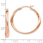 Leslie's Sterling Silver Rose Gold-plated Polished Hoop Earrings - Image 4