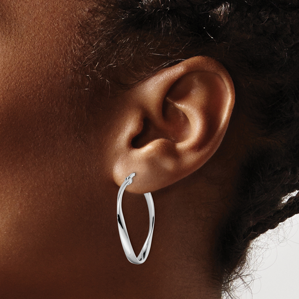 Leslie's Sterling Silver Polished Hoop Earrings - Image 3