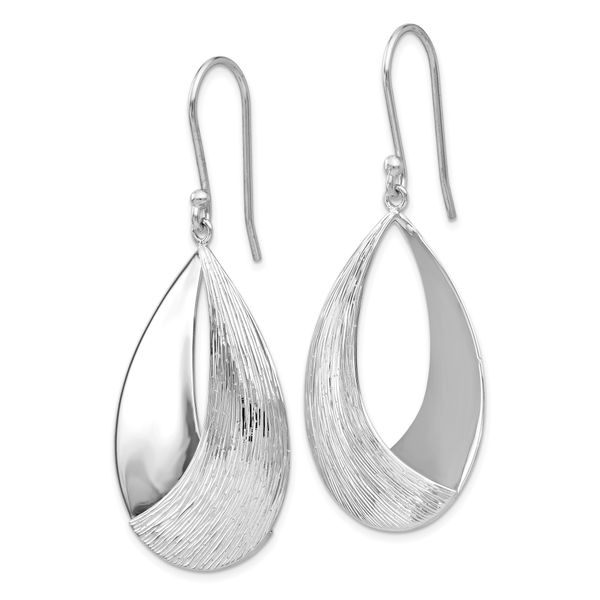 Leslie's Sterling Silver Polished and Textured Dangle Earrings - Image 2