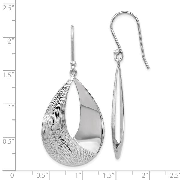 Leslie's Sterling Silver Polished and Textured Dangle Earrings - Image 4