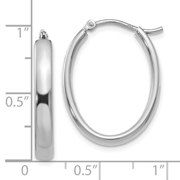Leslie's Sterling Silver Polished Oval Hoop Earrings - Image 4