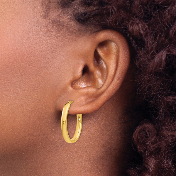 Leslie's Sterling Silver Gold-plated Polished Oval Hoop Earrings - Image 3