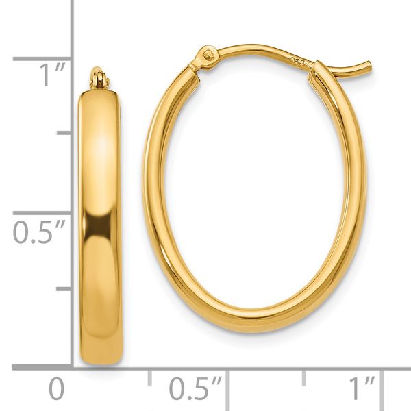 Leslie's Sterling Silver Gold-plated Polished Oval Hoop Earrings - Image 4