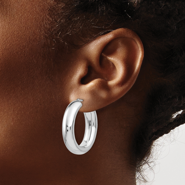Leslie's Sterling Silver Polished Oval Hoop Earrings - Image 3