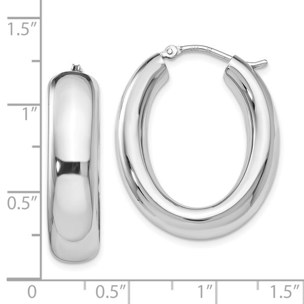 Leslie's Sterling Silver Polished Oval Hoop Earrings - Image 4