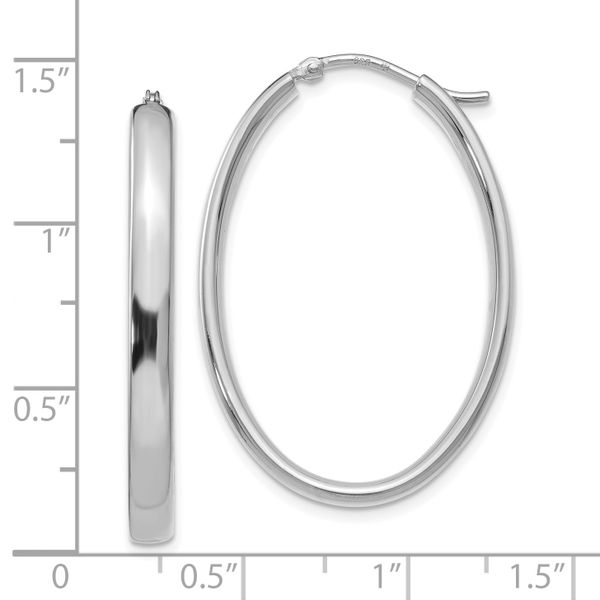 Leslie's Sterling Silver Polished Oval Hoop Earrings - Image 4