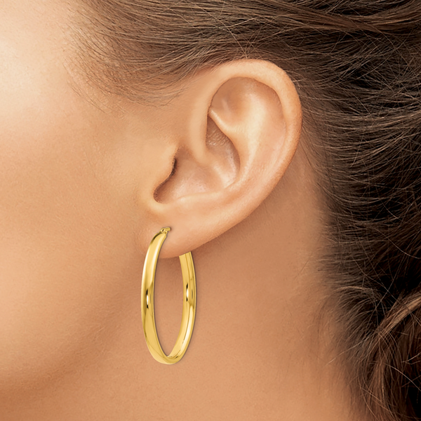 Leslie's Sterling Silver Gold-plated Polished Oval Hoop Earrings - Image 3