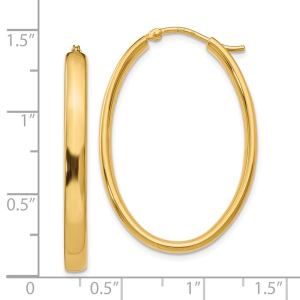 Leslie's Sterling Silver Gold-plated Polished Oval Hoop Earrings - Image 4