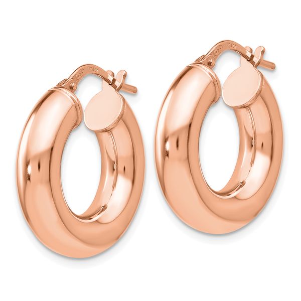 Leslie's Sterling Silver Rose-Tone Polished Hoop Earrings - Image 2