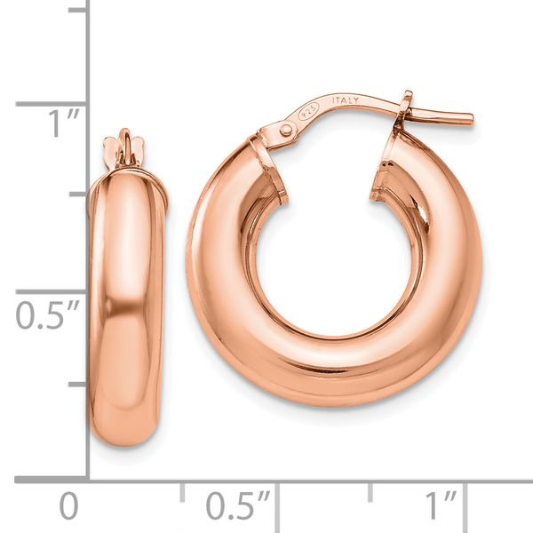 Leslie's Sterling Silver Rose-Tone Polished Hoop Earrings - Image 4