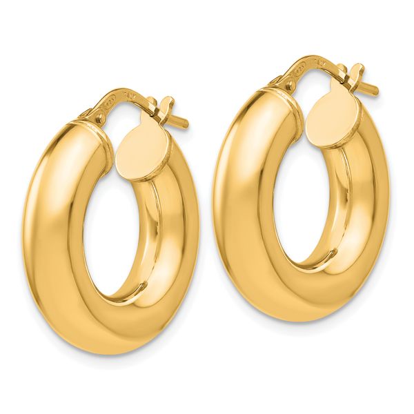 Leslie's Sterling Silver Gold-Tone Polished Hoop Earrings - Image 2