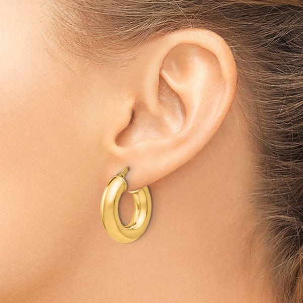Leslie's Sterling Silver Gold-Tone Polished Hoop Earrings - Image 3