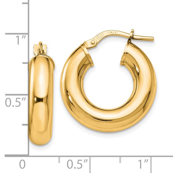 Leslie's Sterling Silver Gold-Tone Polished Hoop Earrings - Image 4