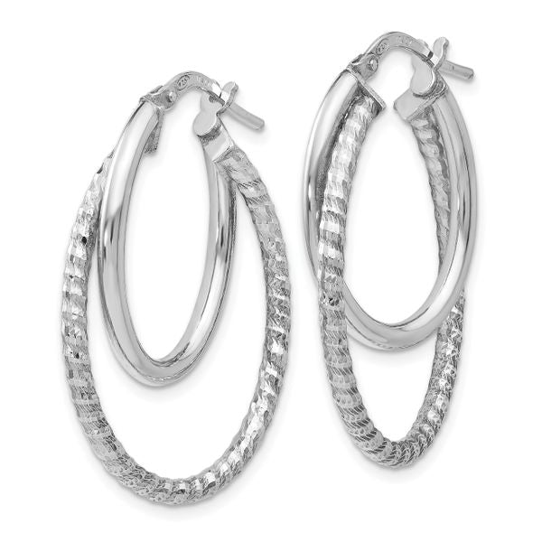 Leslie's Sterling Silver Polished D/C Oval Hoop Earrings - Image 2