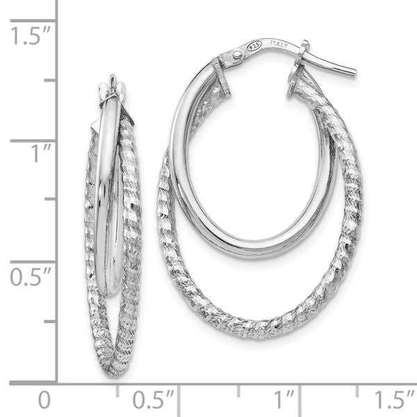 Leslie's Sterling Silver Polished D/C Oval Hoop Earrings - Image 4