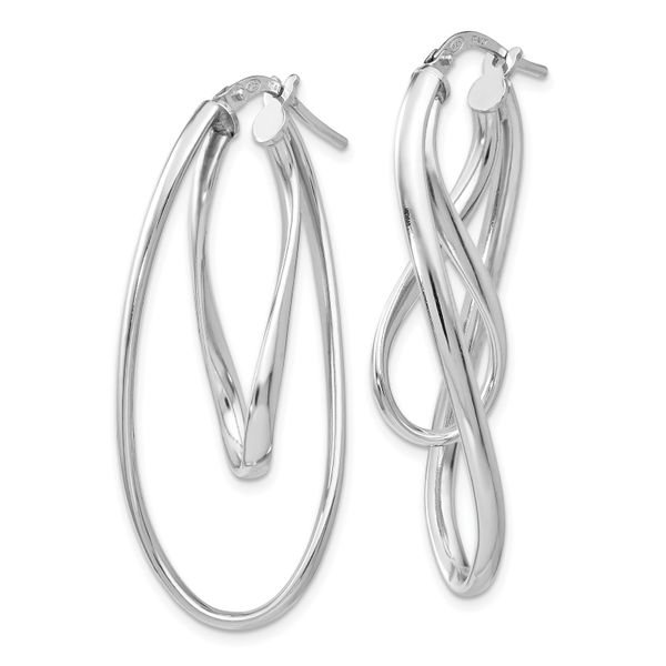 Leslie's Sterling Silver Polished Twisted Oval Hoop Earrings - Image 2
