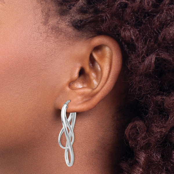 Leslie's Sterling Silver Polished Twisted Oval Hoop Earrings - Image 3