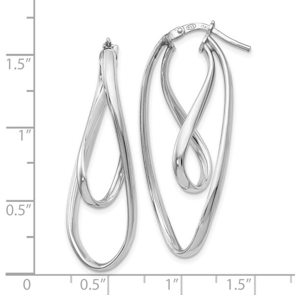 Leslie's Sterling Silver Polished Twisted Oval Hoop Earrings - Image 4