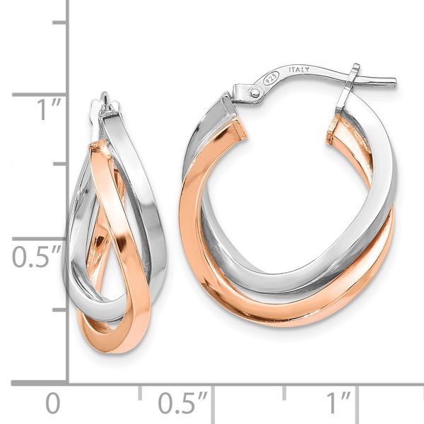 Leslie's Sterling Silver Rose-tone Polished Hoop Earrings - Image 4