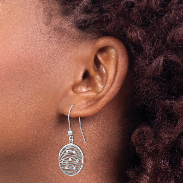 Leslie's Sterling Silver Polished Preciosa Crystal Earrings - Image 3
