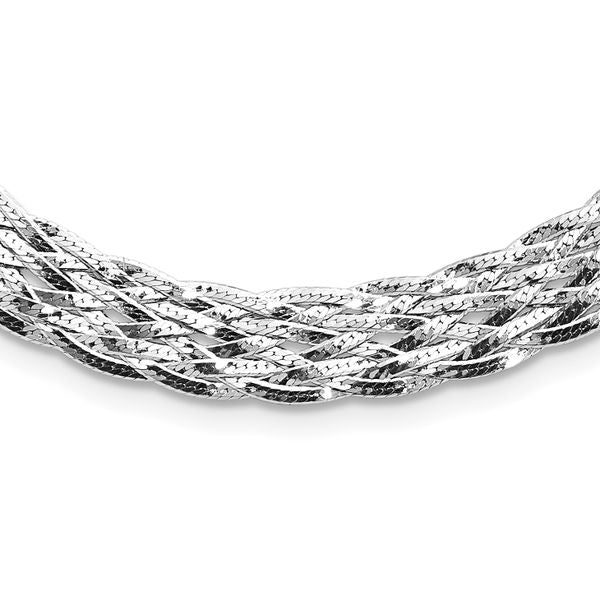 Leslie's Sterling Silver RH-plate Polished w/4 in ext. Choker Necklace
