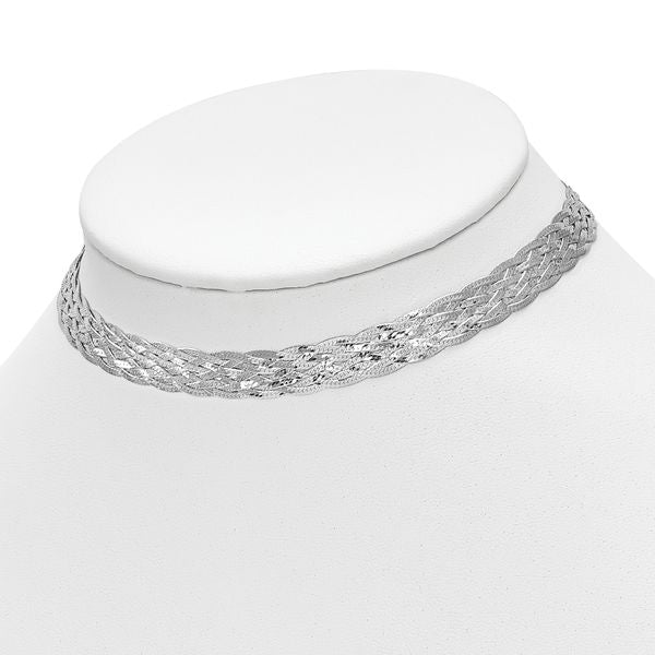 Leslie's Sterling Silver RH-plate Polished w/4 in ext. Choker Necklace - Image 3