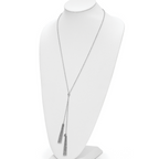 Leslie's Sterling Silver RH-plat Polished Adjustable Tassel Necklace - Image 3