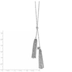 Leslie's Sterling Silver RH-plat Polished Adjustable Tassel Necklace - Image 4