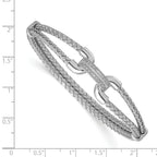 Leslie's Sterling Silver Rhod-plat Polished CZ Woven Flexible Cuff - Image 2