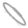 Leslie's Sterling Silver Rhod-plat Polished CZ Woven Flexible Cuff