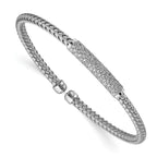 Leslie's Sterling Silver Rhod-plat Polished CZ Woven Flexible Cuff