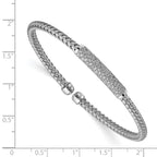 Leslie's Sterling Silver Rhod-plat Polished CZ Woven Flexible Cuff - Image 2