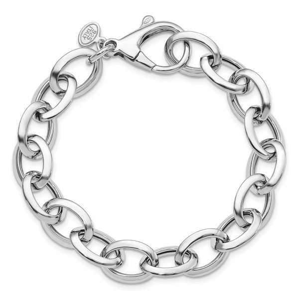 Leslie's Sterling Silver Rhodium-plated Polished Fancy Link Bracelet - Image 4