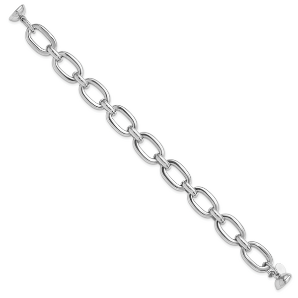Leslie's Sterling Silver Rhodium-plated Polished Fancy Link Bracelet - Image 2