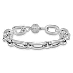 Leslie's Sterling Silver Rhodium-plated Polished Fancy Link Bracelet - Image 3