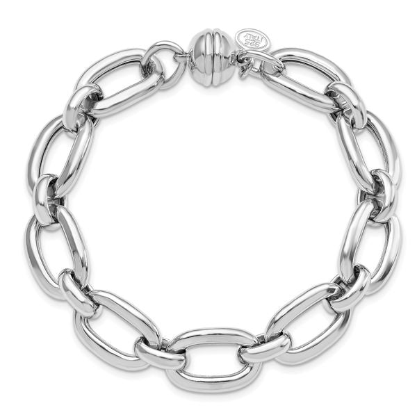 Leslie's Sterling Silver Rhodium-plated Polished Fancy Link Bracelet - Image 4