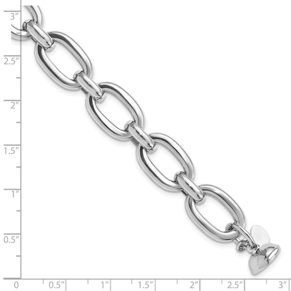 Leslie's Sterling Silver Rhodium-plated Polished Fancy Link Bracelet - Image 5