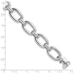 Leslie's Sterling Silver Rhodium-plated Polished Fancy Link Bracelet - Image 5