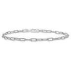 Leslie's Sterling Silver Rhodium-plated Polished Textured Link Anklet - Image 3