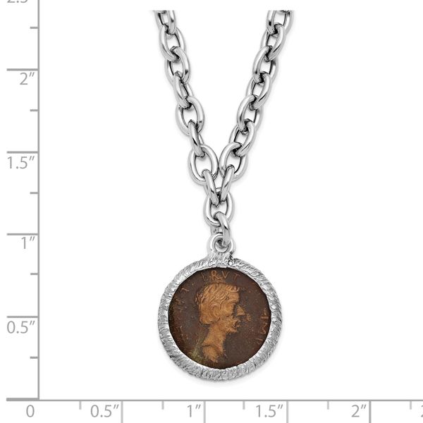 Leslie's Sterling Silver Rhodium-plated Bronze Roman Coin Necklace - Image 3