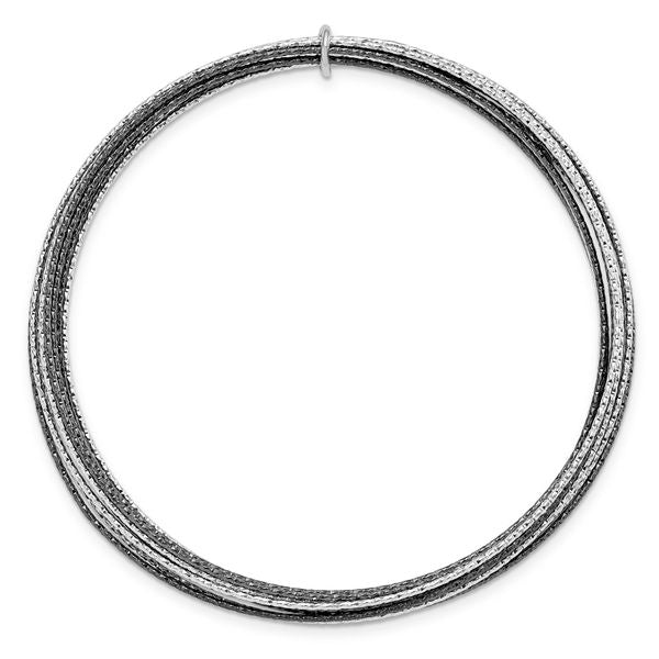 SS and Ruthenium Plated D/C 10 layer Slip-on Bangle - Image 2