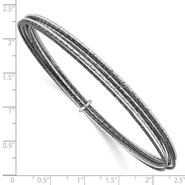 SS and Ruthenium Plated D/C 10 layer Slip-on Bangle - Image 3