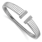 Sterling Silver Rhodium-plated CZ Polished Bangle