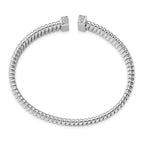 Sterling Silver Rhodium-plated CZ Polished Bangle - Image 2