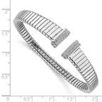 Sterling Silver Rhodium-plated CZ Polished Bangle - Image 3