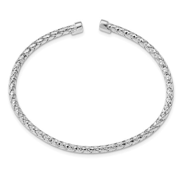 Sterling Silver Rhodium-plated Polished Bangle - Image 2