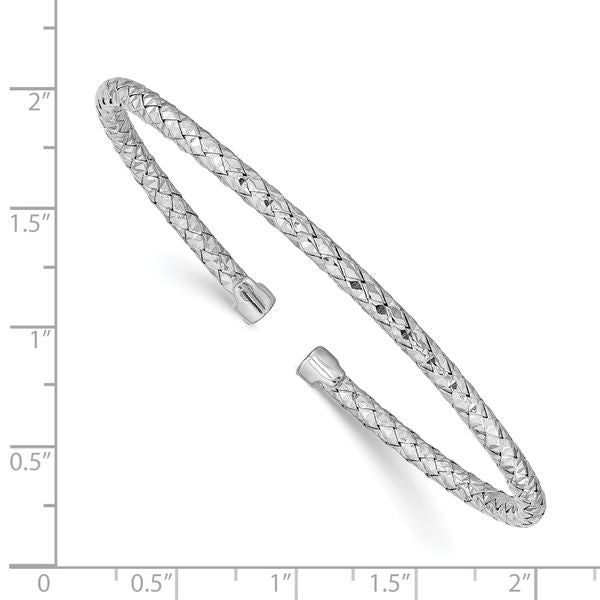 Sterling Silver Rhodium-plated Polished Bangle - Image 3