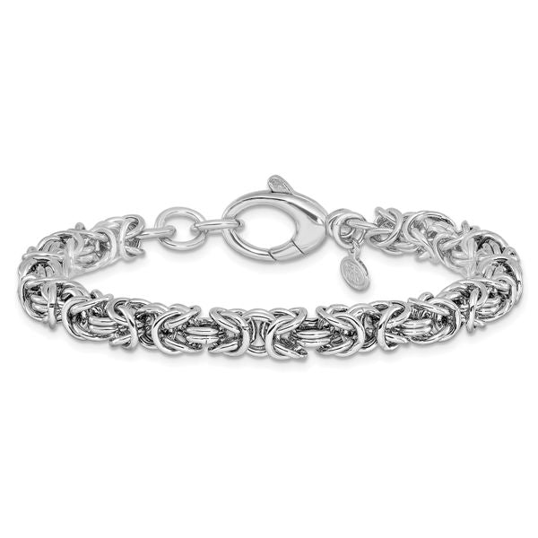 Leslie's Sterling Silver Rhodium-plated w/ .5in ext Byzantine Bracelet - Image 3